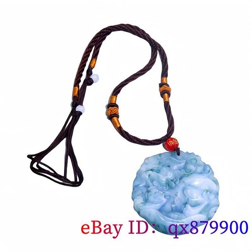 Collar Colgante Kylin Jade Real Blanco Cian Hombres Tallado Joyería Amuleto Natural - Imagen 6 de 6