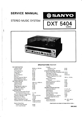 Service Manual-Anleitung für Sanyo DXT 5404