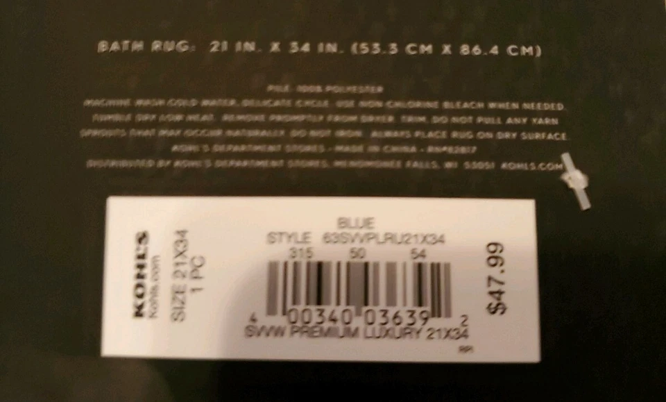 Alfombra de baño de lujo premium Simply Vera VERA WANG 21X34" antideslizante, desvanecimiento, resistente a las manchas Foto 3 de 4