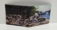 Wolf Pack Print on Handcrafted Wallet BI-Fold Men's Vegan Leather