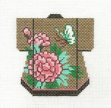 Oriental Peony with Gold Petite Kimono handpainted Needlepoint Canvas by LEE