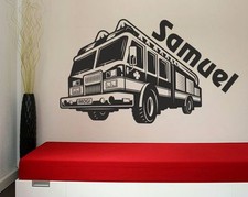 Wandtattoo Wandaufkleber Aufkleber Kinder Feuerwehr Rettungswagen Feuer Name 20