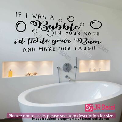 Lustiges Bubble Zitat Wandbild ''I'd tickle your Bum'' Badezimmer Zitat, Baddeko