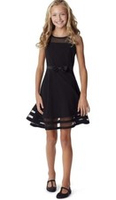Calvin Klein Girl's Black Sleeveless Party Dress Fit Flare Silhouette, Size 14.5