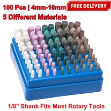 100Pcs Rotary Polishing Bits Set, 1/8" Shank for Dremel, Metal & Jewelry Buffing