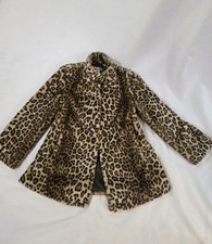 Portrait Leopard Print Coat Vintage Faux Fur size Large