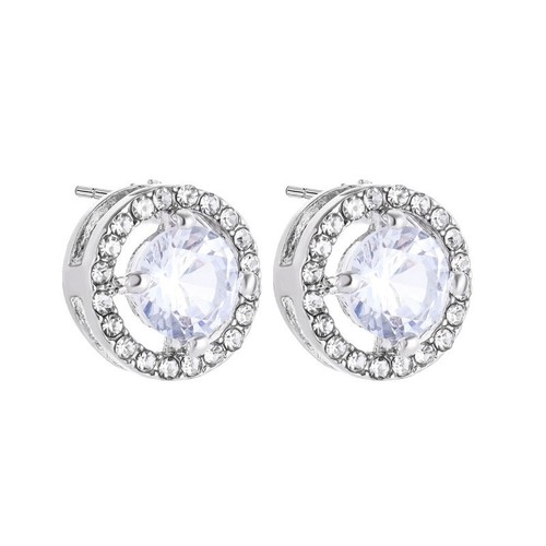 Luxurious Black Titanium Plated Round Zircon Earrings for Evening Wear