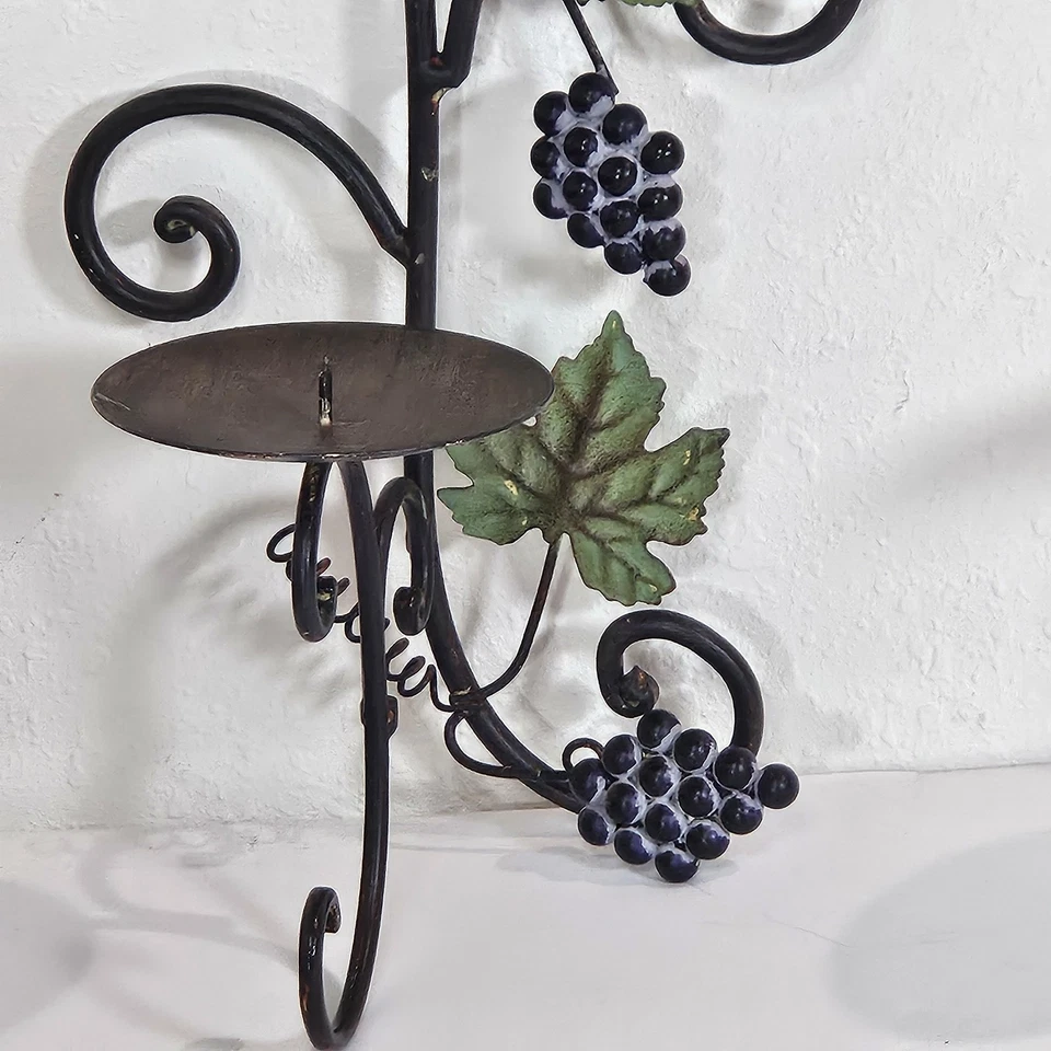 Juego de 2 hojas de rama arte de pared metal uva vid hoja estilo toscano hoja rústica Foto 2 de 4