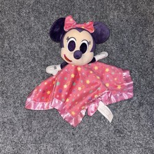 Disney Minnie Mouse Baby Lovey Rattle Blanket Pink Purple Star Satin Just Play