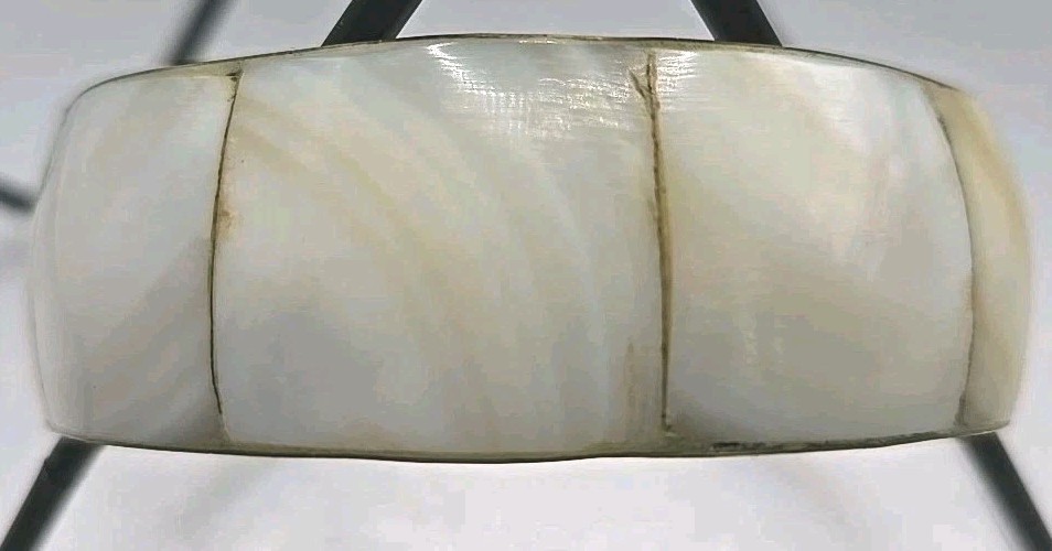 Vintage Seashell Shell Round Bangle Bracelet Meta… - image 11