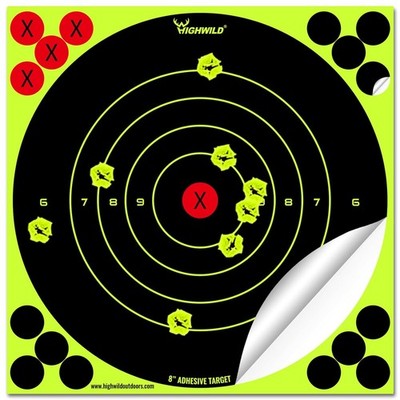8x8 Fluorescent Yellow Adhesive Bullseye Splatter Shooting Target 8x8 Inch
