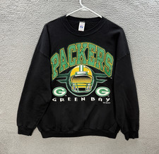 Vintage Green Bay Packers Sweatshirt Adult XL Black Crewneck Made In USA 90s