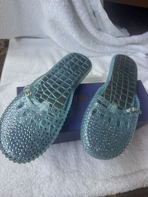#ad Stuart Weitzman Aqua Blue Diamond Lil A Jelly Sandals $110.00