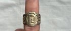Vintage silver band ring signed Mexico Plata(silver)JOY with maker's mark,sz 10
