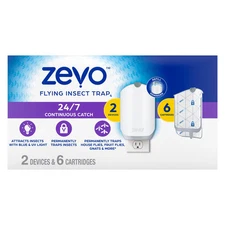 Zevo Flying Insect Trap Starter Kit, 2 Devices + 6 Refills