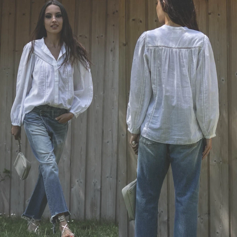 Blusa Isabel Marant Etoile Leonard silenciosa luxo branca crochê 38 M - Imagem 2 de 4