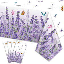 4Pcs Lavender Tablecloths Rectangle Purple Flower Table Cloths Butterfly Table C