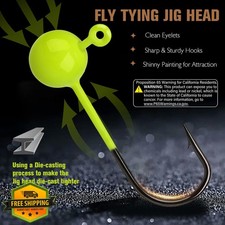 Dovesun 100pcs Fly Tying Jig Heads 1/124oz-1/16oz Fishing Hooks Crappie