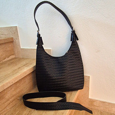Damen Schultertasche groß schwarz geflochten...