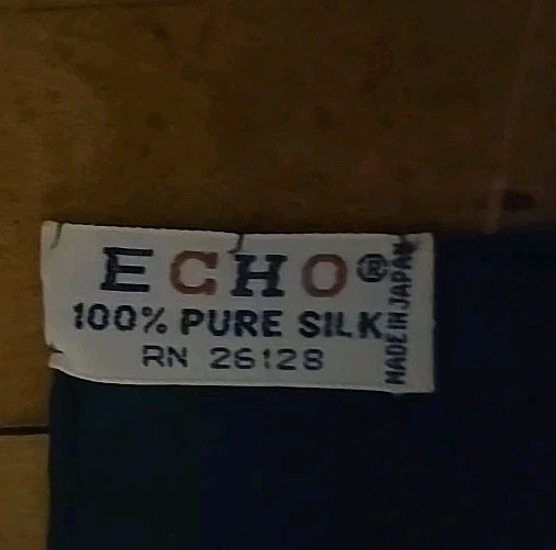 Vintage ECHO Pure Silk Scarf Paisley Greens Gold & Green Trim Hand Rolled Japan - Image 4 of 4