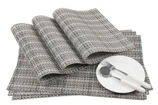 AHHFSMEI Juego de 6 manteles individuales para mesa de 2-Large Gey de lino