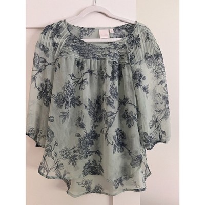 Women's Lauren Conrad Blue Floral Blouse Size Small