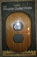 Vintage Solid Oak Wood Double Outlet Plate Wall Accessory * New