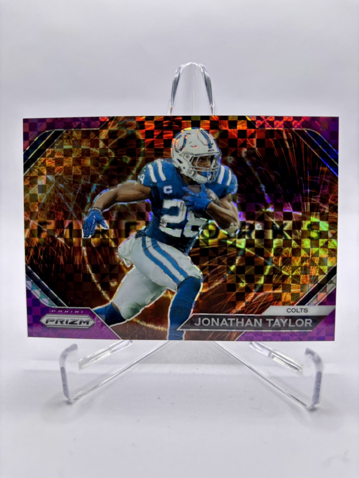 2023 Panini Prizm Jonathan Taylor Fireworks Purple Power Prizm /49 #F-16 Colts