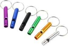 6 pcs Emergency Whistle with Key Chain, Aluminum Extra Loud Safety Survival Whis