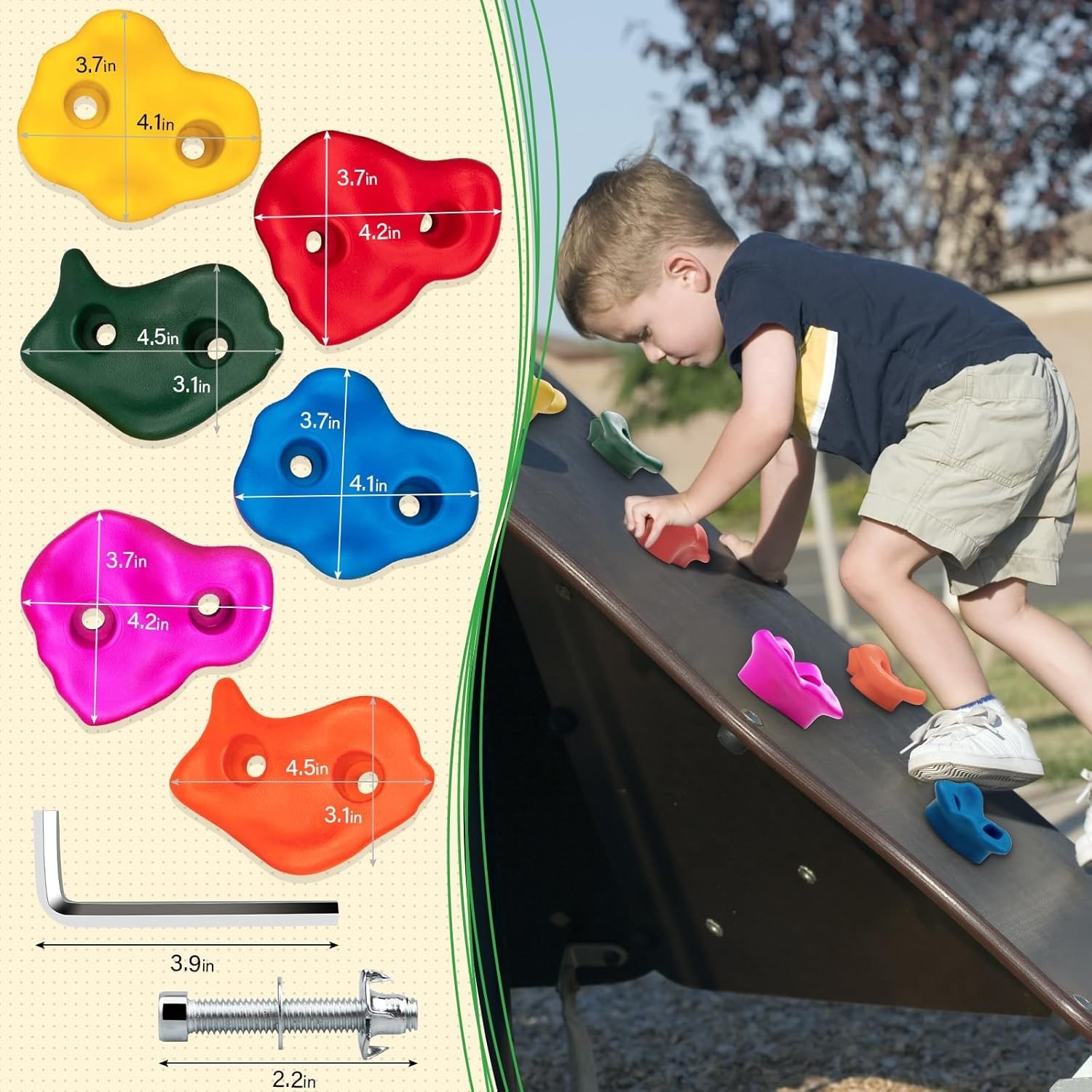 Rock Climbing Holds Climbing Wall Set for Kids or Adults Indoor Outdoor 30 Pcs