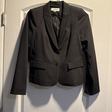 Calvin Klein Classic Gray Women's Blazer Two-Button Tailored Jacket Size 10p