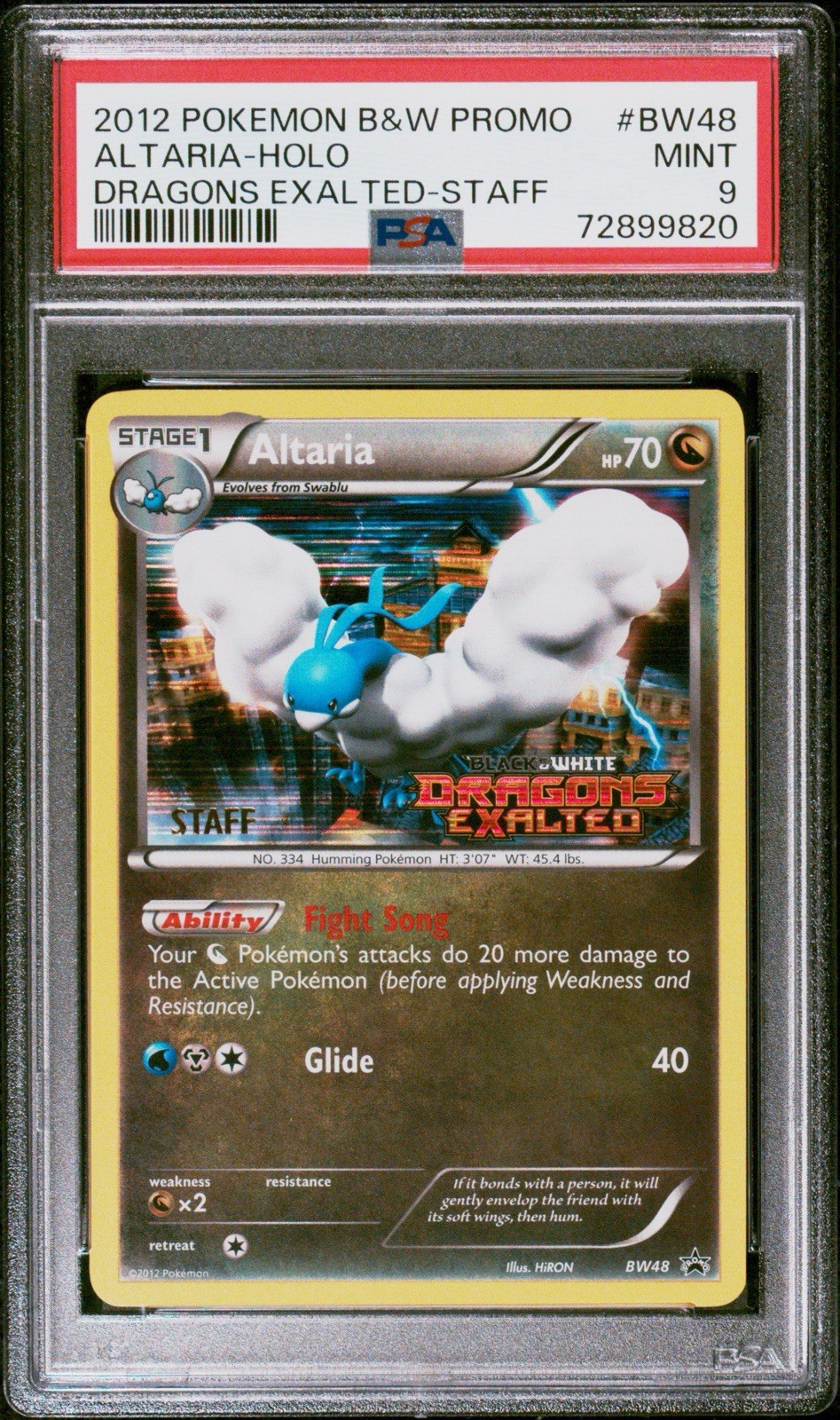2012 POKEMON BW PROMO #BW48 ALTARIA Dragons Exalted Prerelease Staff PSA 9