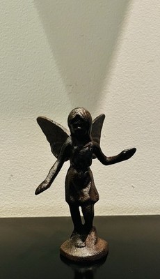 Vintage Cast Iron Fairy/Sprite Bird on Foot Figurine Paper Weight 7in L x 5in W