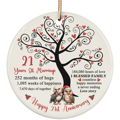 21 Years Love Ornament Happy 21st Anniversary Cute Eagle Couple Christmas Gift