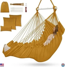 Outerman Hammock Chair - Cozy Hanging Chair with 3 Cushions, Foot Rest, 500Lbs