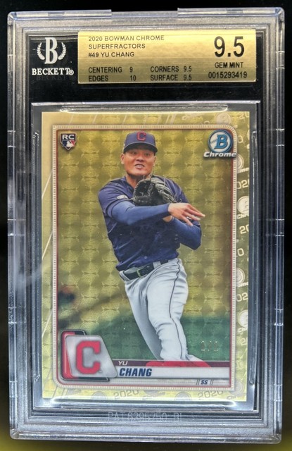 2020 Bowman Chrome Yu Chang RC SuperFractor Rookie #1/1 Indians BGS 9.5