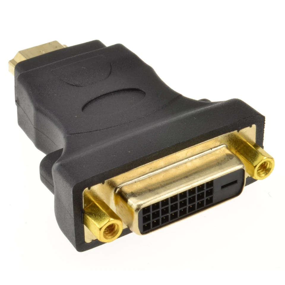 DVI Female Socket to HDMI Male Plug Adapter GOLD  - UK - Image 2 of 4