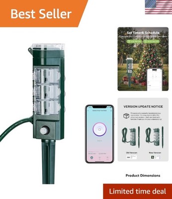 Waterproof Outdoor Smart Plug 6 Outlets WiFi Timer Alexa & Google Compatible
