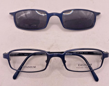 EASY CLIP FRAMES ONLY TITANIUM EYEGLASSES QUEST 458 BLUE 49-22-140 MAG. SHADES