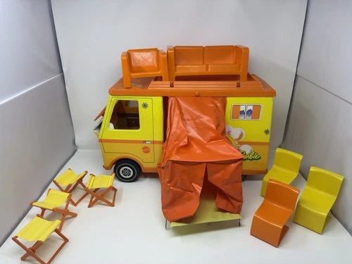 Vintage Barbie Country Camper RV 1970s Mattel  w/ Accessories Chairs Couch