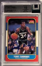 1986 Fleer Terry Cummings Signed Game Used Patch Jersey Fusion BGS 10 Auto #20