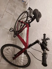 6KU Urban Track Bike, 47cm, Mens, Flat Burgundy Black, Aluminum, w/ Bottle Cage