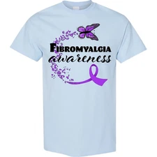 Inktastic Fibromyalgia Awareness Butterfly Ribbon T-Shirt Support Caring Family