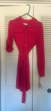 NWT calvin klein pink button up dress size 0 with a collar