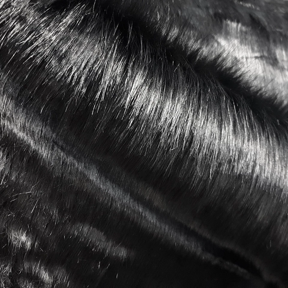 Webpelz Langhaar kuscheliges Kunstfell Stoff Fell Schwarz Deko Bekleidung - Bild 2 von 4