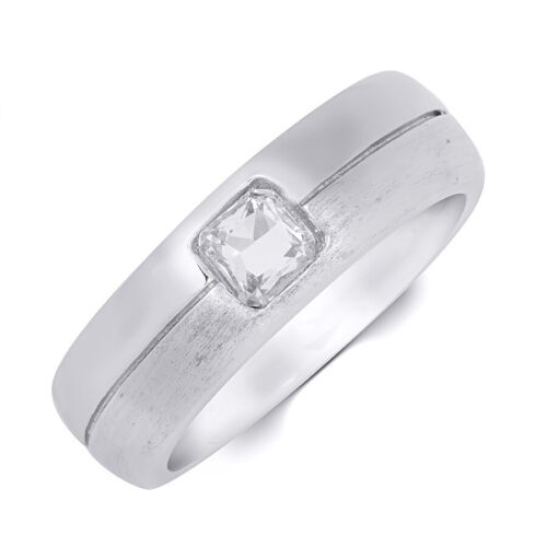 7mm Solid 925 Sterling Silver Mens 0.75 Carat CZ Wedding Band Ring Size 8-12 - Bild 4 von 8