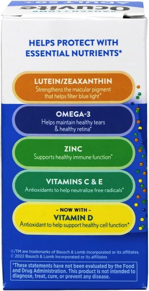 Ocuvite Adulto 50+ Vitaminas para Ojos y Suplementos Minerales con Luteína, Zeaxantina a Foto 3 de 4