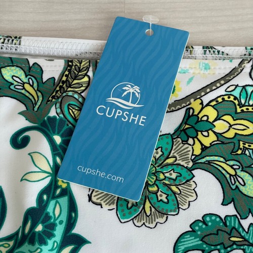🏖️Cupshe Women's Bikini Bottom - Size Medium - Green Floral Paisley Print - NWT - Picture 2 of 11