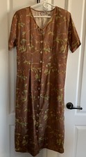 Vintage Beth & Me Womens Sz L Floral Dress Button Front Short Sleeves Multicolor