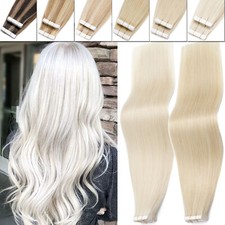 THICK 150G Tape In 100 Human Hair Extensions Remy Skin Weft Full Head Blonde US